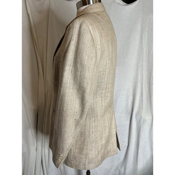 Vintage Di Mitri Men's Silk Blazer Jacket Beige 100% Pure Silk Two-Button Size M - Picture 7 of 16